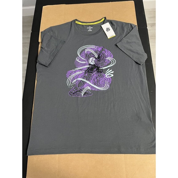 NWT Under Armour Stephen Curry 2XL XXL Adult Shirt Short Sleeve NBA Gray Mens - Picture 1 of 9